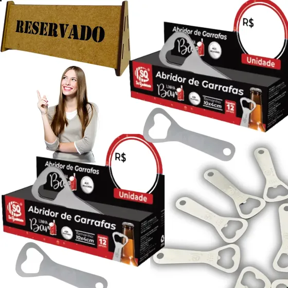 Kit 24 Abridor De Garrafa Boteco Bar Cerveja Inox Reforçado