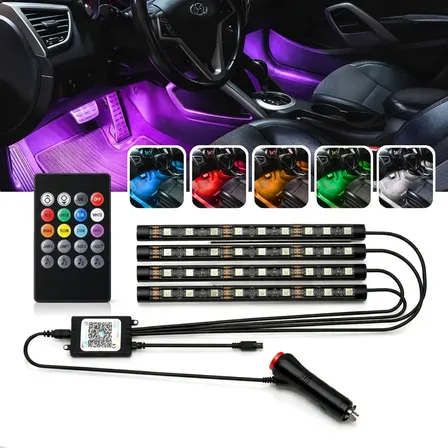 Led Neon Rgb Luz Interno C/controle Acessórios Carro Tuning
