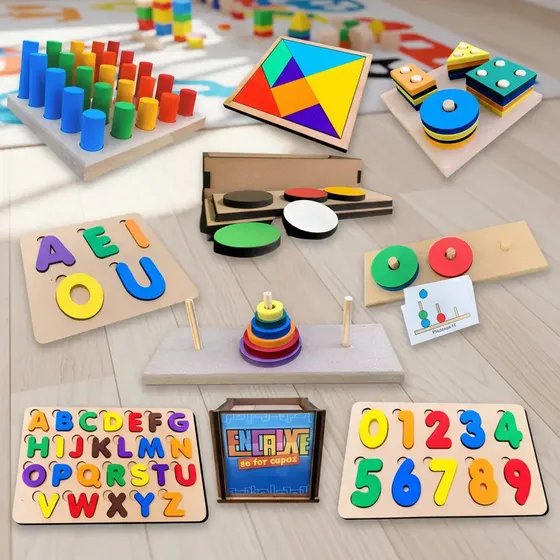 Kit 10x Brinquedos Pedagogicos Infantil Educativo Promoção