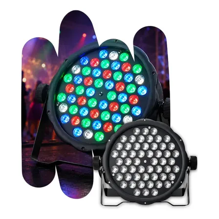Kit 2 Refletor Par 64 Slim 54 Leds 3w Rgbw Dmx Strobo 127/220v