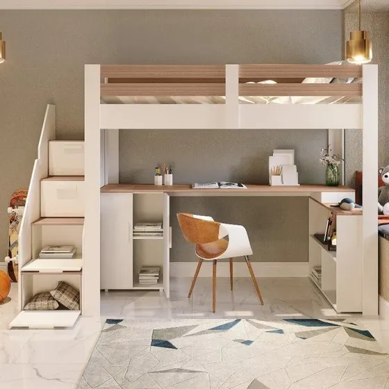 Cama Alta Infantil/juvenil Star Plus Office Multifuncional