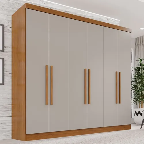 Guarda-roupa Casal 6 Portas 2 Gavetas França Cinamomo/off White