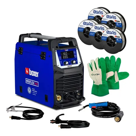 Inversora Solda Mig Boxer Migflex160 Arame 5kg Sem Gas+ Luva Azul 127/220v