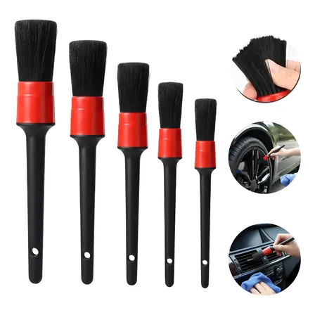 Kit 5 Pincel Detalhamento Automotivo Rodas Painel Acabamento
