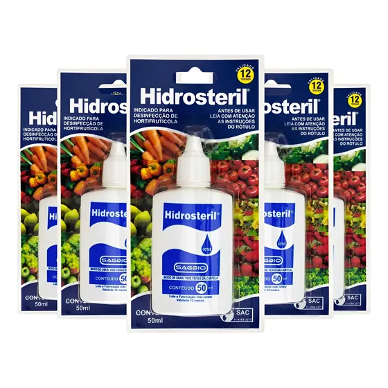 5 X Hidrosteril 50 Ml Germicida Para Alimentos Saladas