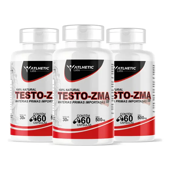 3x Testo Zma 100% Feno Grego, Zico, B6, B1, B12 60 Cápsulas