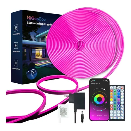 Higoogoo 30 Metros Neon Fita De Luz Led Rgb App E Remoto Rgb 127/220v 24v
