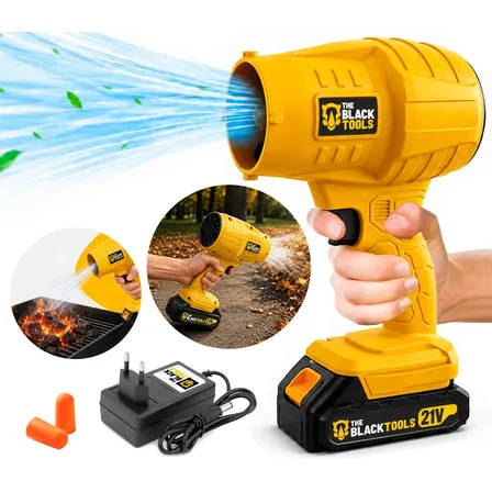 Soprador Folhas Turbo Portátil Sem Fio C/ Bateria 21v Recarregável Amarelo 127/220v