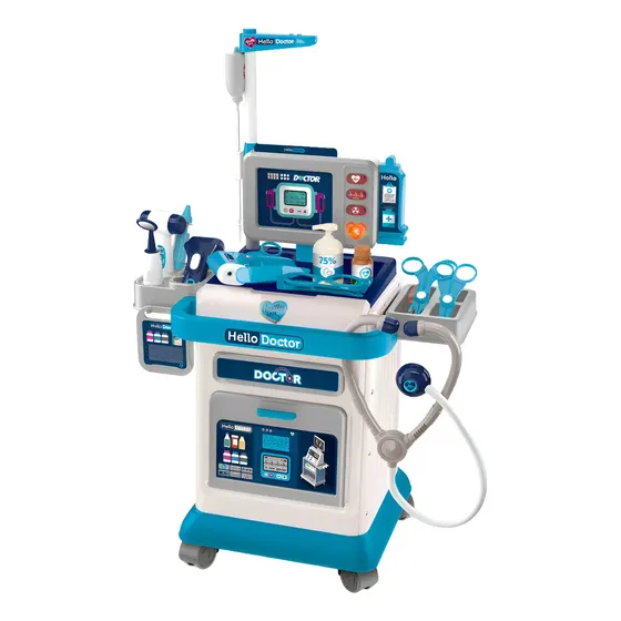 Carrinho De Médico Infantil Bancada Doctor Center Maxi Toys Azul E Branco