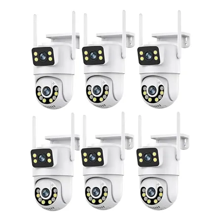 Kit 6 Camera Segurança Ip A29 Prova D'agua Lente Dupla Icsee Branco