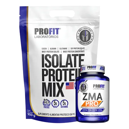 Kit Whey Protein Isolate Protein Mix Zma Vitamina B6 Profit Baunilha 900g | Zma 90 Cápsulas