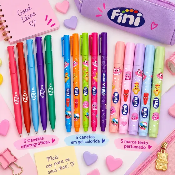 Kit Caneta Fini Papelaria 15 Peças