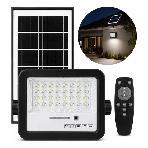 Refletor Led Solar 200w Potente Luz Forte A Prova D'agua