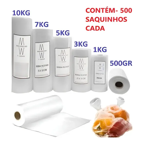 Bobina Picotada Sacos Plásticos Alimentos Freezer Microondas