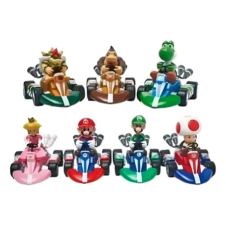 Kit Com 7 Carrinhos Mariokart Carrinho Miniatura Mario Kart Kit Com 7 Carrinhos