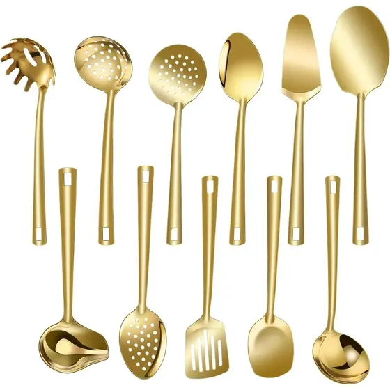 Kit Faqueiro Dourado Luxo Jogo Talheres Inox 11 Pçs