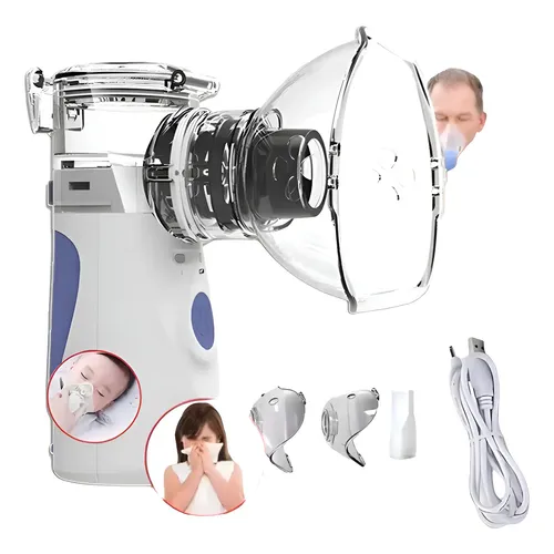 Nebulizador Inalador Ultrassônico Portátil Usb Bivolt Pilha Branco 127/220v