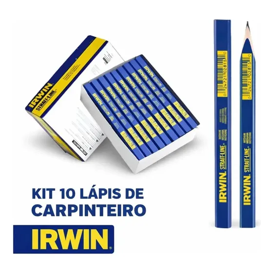 Lápis Carpinteiro Marceneiro Construção Civil Irwin Kit 10un