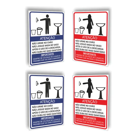 2 Placas Sinalização Instruções Banheiro Não Urine Chão