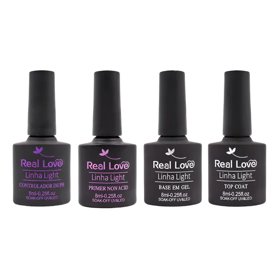 Kit Blindagem Real Love - Desidrat Primer Gel Base Top Coat
