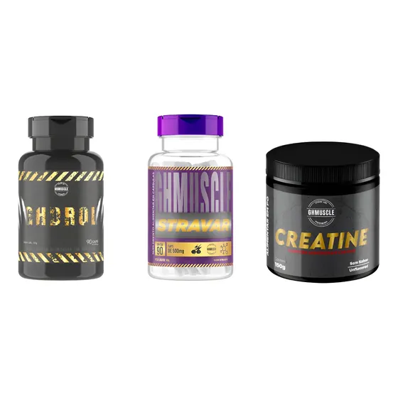 1 Ghdrol + 1 Stravar + 1 Creatina Laboratório Ghmuscle
