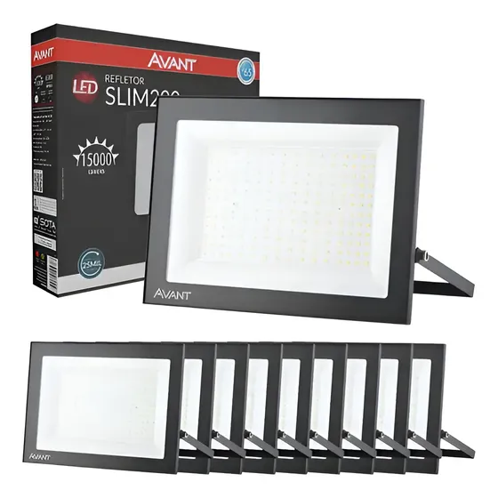 Kit 10 Refletor 200w Resistente A Água 6500k Holofote Bivolt