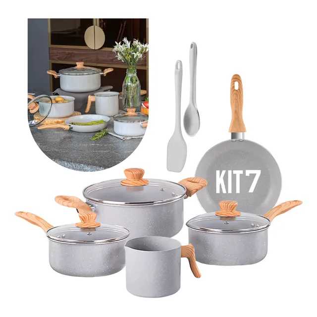 Jogo De Panelas Brinox 7 Peças Gris Ceramic Life Easy Cinza