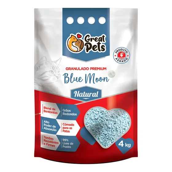 Areia Granulado Premium Blue Moon Natural Bentonita 4kg