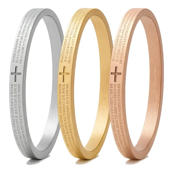 Kit 3 Trio Pulseira Bracelete Pai Nosso 4mm Aço Inox