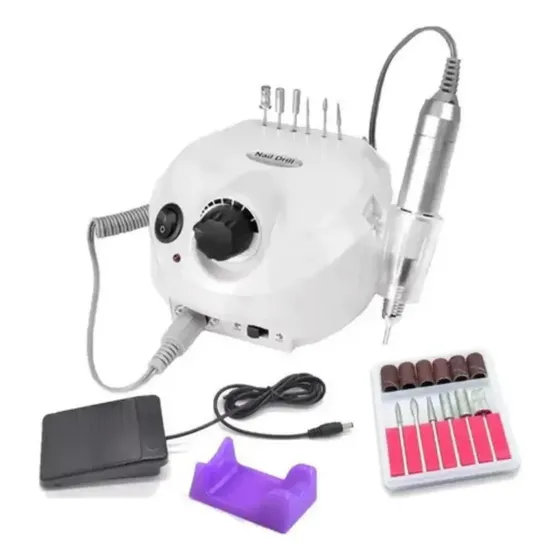 Lixadeira Elétrica Unha Motor Porquinho 50.000rpm Nail Drill Branco 127/220v
