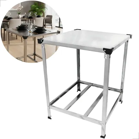 Mesa Aço Bancada Total Inox Prateleiras Cozinha Industrial