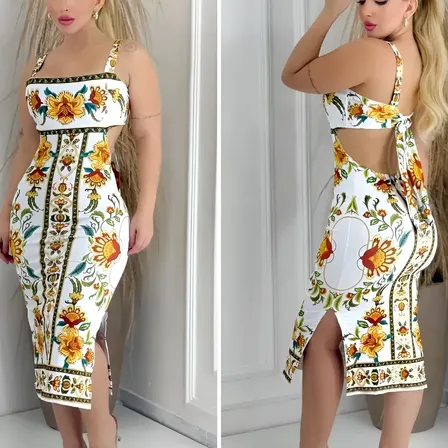 Vestido Feminino Midi Elegante Estiloso Casual