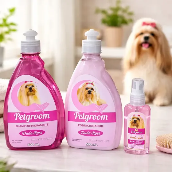 Kit Petgroom Duda Rose Shampoo+condicionador+perfume Pet