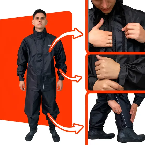 Capa De Chuva Nylon Moto Impermeável Pioneira Leve Com Bolso