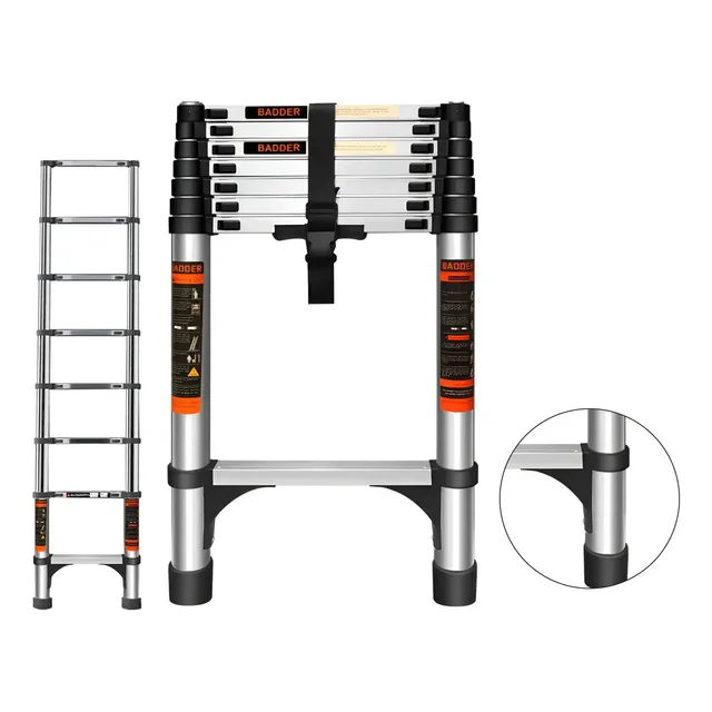 Escada Telescopica Multifuncional 3,1m 9 Degraus Inox Prata