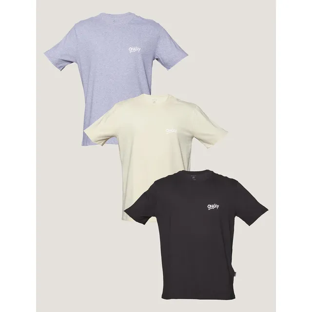 Kit 3 Camisetas Masculina Logo Grafitti Oakley. Misselaneous Logomarca Gg Liso