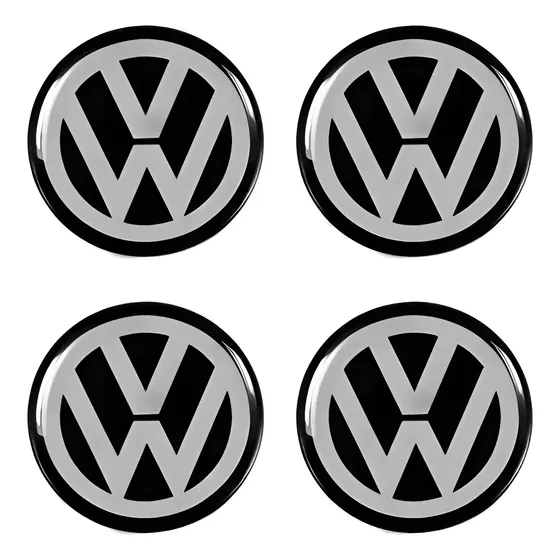Jogo 4 Emblemas Adesivo Calota Vw Resinado