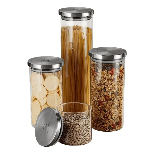 Kit Potes De Vidro Porta Mantimentos Herméticos 4 Uni