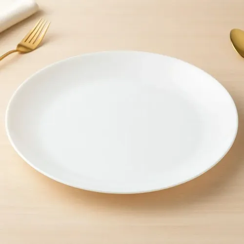Jogo 6 Pratos Rasos Grande Vidro Branco 25cm Restaurante Branco Lisa