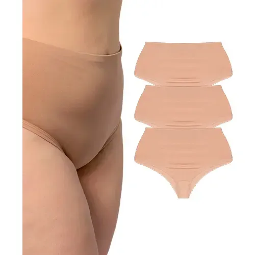 Kit 3 Calcinhas Plus Size Cós Alto Fio Duplo Lingerie