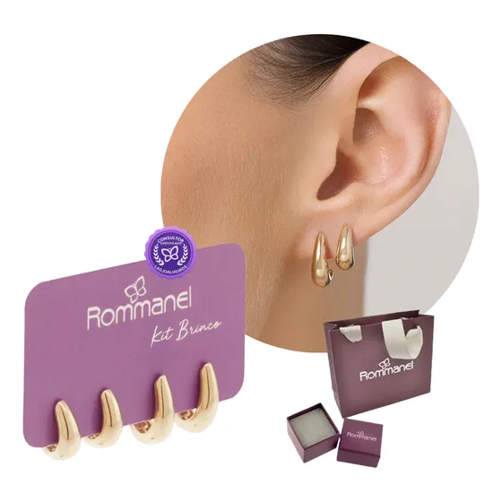 Kit Brinco Rommanel Abaulado Dourado Com Gotas - 527513