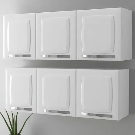 Kit 2 Armário Cozinha Lavanderia Multiuso Parede Suspenso Branco