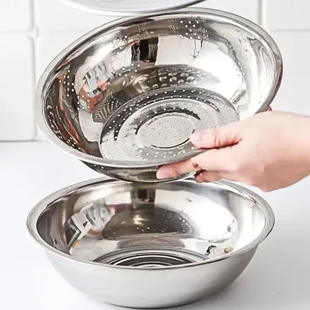 Bowl Kit 3 Em 1 Escorredor Massa Macarrão Ralador Inox