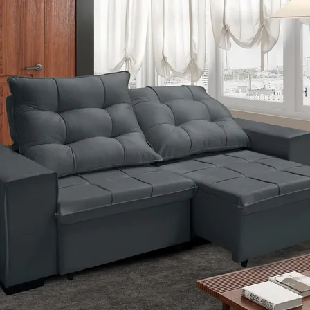 Sofá Retrátil Reclinável Verona Plus 1,50 Velut Hellen Decor Cinza Liso