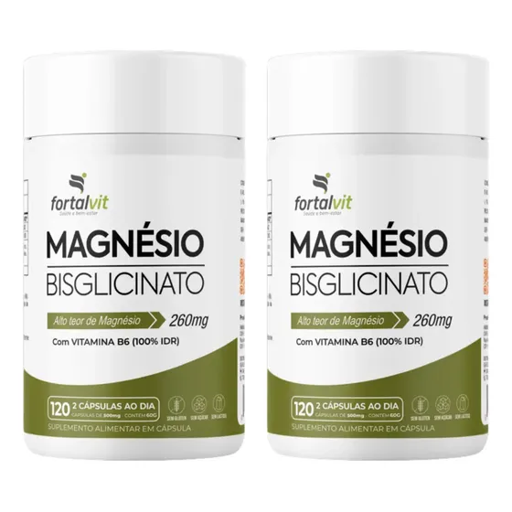 Fortalvit Saúde Magnésio Bisglicinato Com Vitamina B6 120 Cápsulas Fortalvit Cápsula