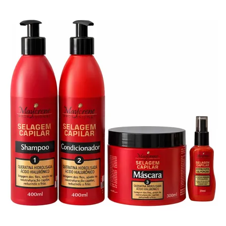 Kit Selagem 4 Passos Shampoo, Cond, Máscara + Reparador