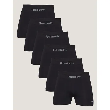 Kit 6 Cuecas Reebok Boxer Masculino Poliamida Preto Liso M
