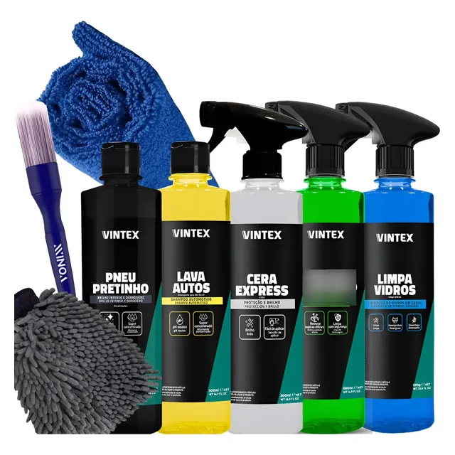 Kit Limpeza Vonixx Vintex Lava Autos Pneu Pretinho Multilimp