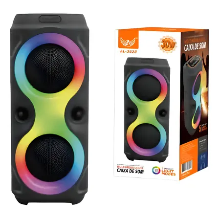 Caixa De Som Led Bluetooh Com Led Rgb Al-3937 Preto 127/220v