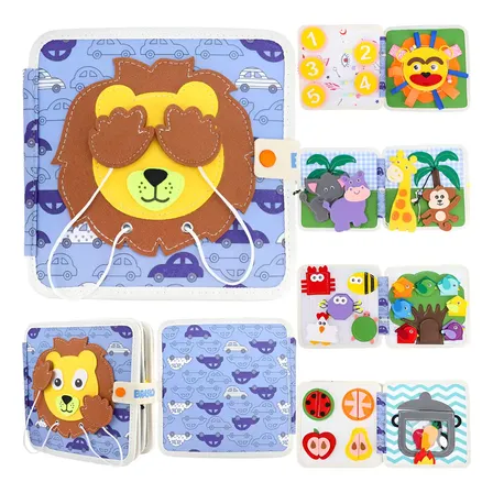 Brastoy Livro Educativo De Velcro Sensorial Brinquedo - Leão Azul